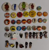 Collectable badges including Golly, Magic Roundabout and Mr Men