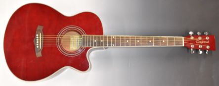 Tanglewood Discovery semi acoustic 'deluxe' guitar, serial number 071129042, model DBT SFCE TR