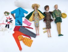 Two Mattel 1962 Midge Barbie dolls together with a 1960 Ken 2nd edition doll and a variety of
