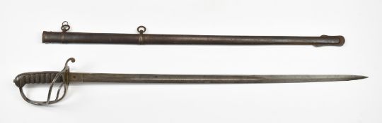 British 1921 pattern Artillery sword with shagreen grip, three bar hilt and 82cm decorated blade