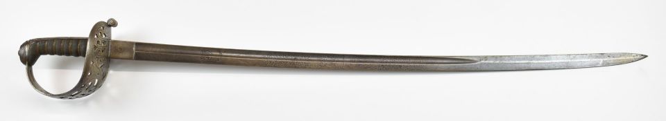 British 1821 pattern Heavy Cavalry sword with pierced hilt, shagreen grip, Warren, London to