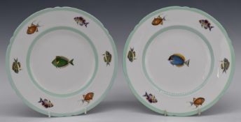 Shelley set of six cabinet plates designed by Roland Ward, Nairobi, Kenya of taxidermy fame,