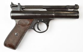 Webley Premier .22 air pistol with named and chequered Bakelite grips and adjustable sights,