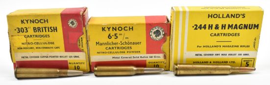 Twenty five deactivated rifle cartridges comprising ten .303 British, ten 6.5 Mannlicher-Schonauer