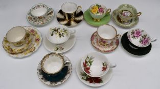 Cabinet cups and saucers including interior decorated Aynsley, Royal Albert, Minton Haddon Hall etc
