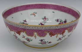 A 19thC porcelain rose pedestal bowl decorated with flowers, diameter 25.5cm, H12.5cm