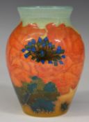 Dennis Chinaworks signed limited edition baluster vase decorated with red poppies, H13cm