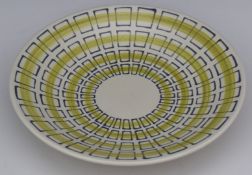 Poole Pottery mid century modern freeform charger or shallow dish, diameter 33 x H7cm