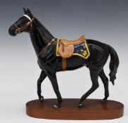Beswick Royal Canadian Mounted Police Mountie's horse on wooden base, model 2431, H23.5cm