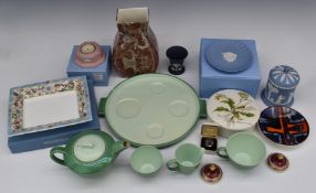 Art Deco Poole tea for two, Wedgwood and further Poole ceramics, tallest 20cm