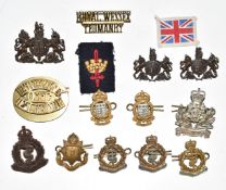 British Army small collection of badges including Royal Artillery Medical Corps economy and collar