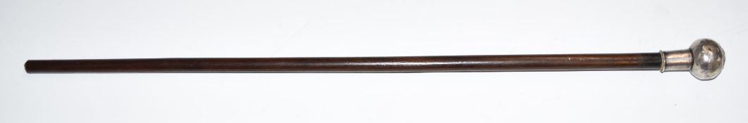 Chinese silver topped Chinese or similar military swagger stick, L52cm