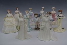 Eleven Coalport figurines including limited editions and five from the Golden Age series, tallest