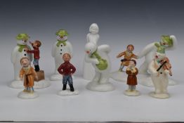 A collection of Royal Doulton Snowman figures, most boxed, tallest 18cm