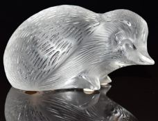 Lalique frosted and clear glass hedgehog signed to base 'Lalique France', L13cm