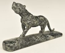 Chinese carved jade / hardstone figure of a dog, L20.5 x H13cm