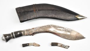 Kukri knife with India etched to 22cm blade, with sheath. PLEASE NOTE ALL BLADED ITEMS ARE SUBJECT