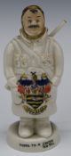 Carlton crested china figure of Old Bill (Bruce Bairnsfather) 'Yours to a Cinder Old Bill' with