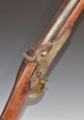 Enfield pattern percussion converted from flintlock hammer action 3-band rifle with brass trigger