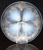 Lalique Coquilles opalescent glass dish decorated with shells, impressed to base 'R Lalique', 23.5cm