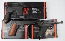 Three Denix replica pistols German Parabellum or Luger, US Army Model M1911 A1-67 and M96 Broom