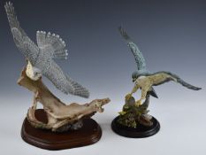 Two Country Artists bird figures 'Peregrine Falcon Soaring' and 'Peregrine Falcon', both in original
