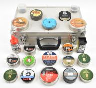 Twenty-one tins and boxes of .177 and .22 air rifle pellets including Bisley, RWS Superdome, Wasp,