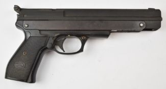 Gamo .177 target air pistol with named and chequered grips and adjustable sights, serial number