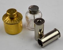 Two gun oil bottles comprising T F Wood & Son John Wilkes London engraved gilt example and a glass