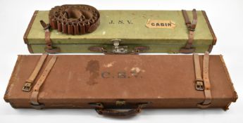 Two leather bound canvas shotgun cases, both with fitted interiors, one with 'SR Jeffery & Son Ltd