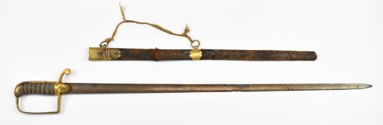 Georgian Royal Navy sword with shagreen grip, fouled anchor motifs to langets, some decoration to