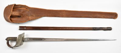 George V 1897 pattern Infantry Officer's sword with nickel plated hilt, wire bound shagreen grip,