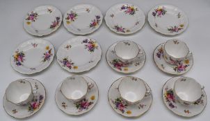 Approximately sixteen pieces of Royal Crown Derby teaware decorated in the Posies pattern