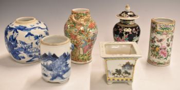 A collection of 19th/20thC Chinese ceramics including vases, ginger jar, jardinière etc, tallest