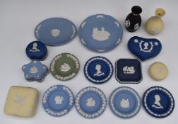 Collection of Wedgwood Jasperware and retro Poole Pottery dishes, tallest 14cm