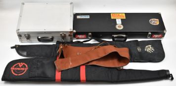 Three various gun slips including Miroku and Beretta examples together with a fitted fur lined gun