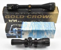 Two rifle scopes Nikko Stirling Silver Crown 3-9x40 in Nikko Stirling box and JSR 6x32 Mini PX Red/