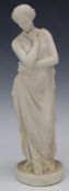 A 19thC Parianware figurine possibly Contemplation, probably Minton, H36cm