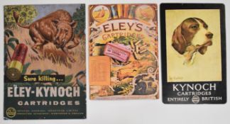 Three modern Kynoch shotgun cartridge shop display or advertising boards 'Sure Killing Eley-Kynoch