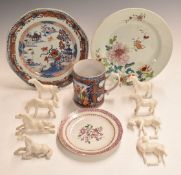 Twelve pieces of 19thC Chinese ceramics comprising an enamelled mug, three plates (largest 23cm in