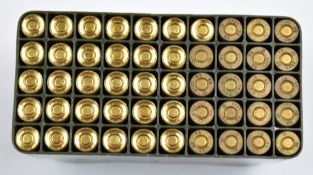 Fifty 7.62/ .308 rifle cartridges, in fitted box. PLEASE NOTE THAT A VALID RELEVANT FIREARMS/SHOTGUN