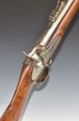 Enfield .577 pattern three band 16 bore percussion hammer action gun with lock stamped with crown