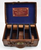 Army & Navy leather and brass bound shotgun cartridge carry case with 'Army & Navy CSL Gun