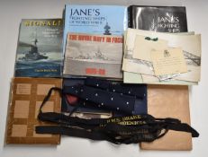Royal Navy interest - books, photographs, cap tallies etc including Jane's Fighting Ships of WW2,