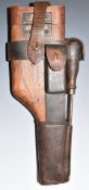 WW1 German C96 'Broomhandle' Mauser pistol wooden shoulder stock holster with leather mounts stamped
