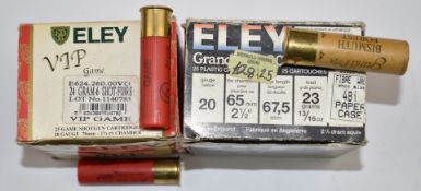 Fifty-two shotgun cartridges comprising 25 Eley 20 bore Grand Prix Bismuth No.4 shot and 27 Eley