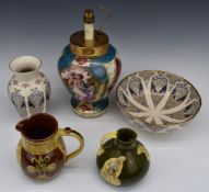 Masons Ironstone for Liberty 'Ianthe' pattern pedestal bowl and vase, Vienna style lamp, Mary