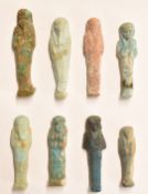 Eight ancient Egyptian shabti, largest 7.3cm tall.