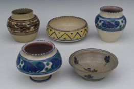 Carter Stabler Adams/Poole Pottery vases and bowls, various monograms to bases, tallest 13cm