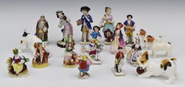 Beswick and Royal Doulton dog figures, continental figures etc, tallest 13cm